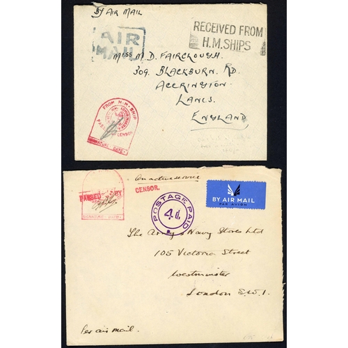 129 - GIBRALTAR WWII MAILS: 1939-1944 with 1940(?) env. Airmail to London endorsed OAS with red Passed by ... 