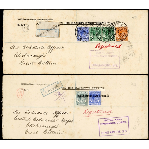 130 - MALAYA WWII & AFTER: 1940-49 selection with 1 Dec. 1941 Airmail env. FPO No. 50 to Southampton endor... 