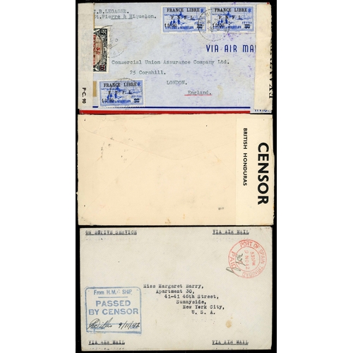 131 - WORLDWIDE WWII MAILS: 1939-45 with 1942 Navy Dept. env. to Wellington with US Navy cancel 