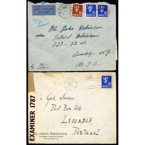 132 - NORWAY MAILS WWII inc. PO BOX 506: 1939-43 selection with 1941 env. (some stains) Fredrikstad to 