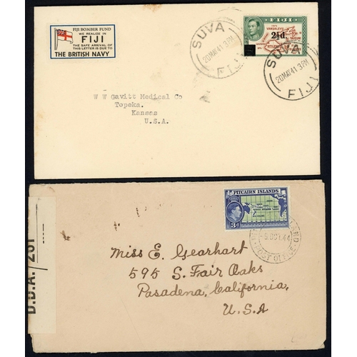 133 - PACIFIC ISLANDS WWII: 1939-1945 with 1944 env. Pitcairn to Pasadena USA franked GVI 3d. tied PITCAIR... 