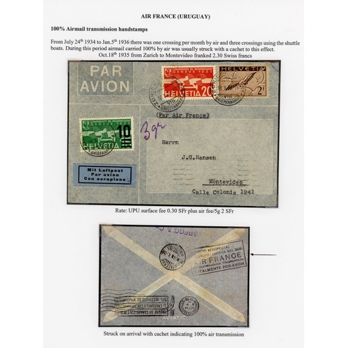 259 - 100% AIRMAIL TRANSMISSION, MERMOZ COMMEMORATIVE CACHETS, CONCESSIONARY CARD, ETC.: Group of 1935-40 ... 