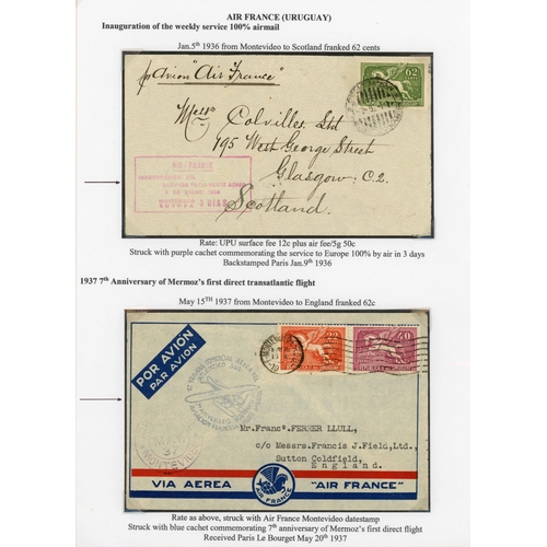 259 - 100% AIRMAIL TRANSMISSION, MERMOZ COMMEMORATIVE CACHETS, CONCESSIONARY CARD, ETC.: Group of 1935-40 ... 