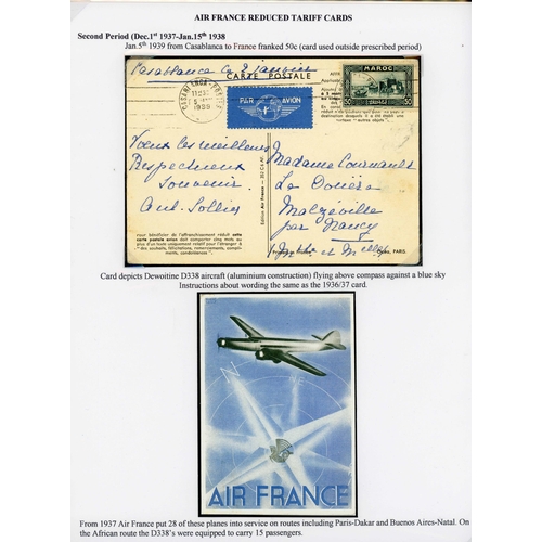 264 - 1936-1940 AIR FRANCE CONCESSIONARY RATE GREETINGS CARDS: Group inc. North African frankings. 1936-37... 