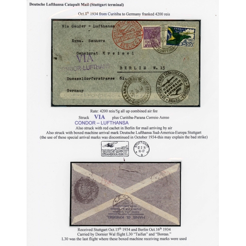 273 - 1934 FIRST RETURN FLIGHT BRAZIL TO VIENNA, ETC.: 6 Feb. 1934 postcard from Sao Paulo to Vienna frank... 