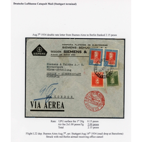 273 - 1934 FIRST RETURN FLIGHT BRAZIL TO VIENNA, ETC.: 6 Feb. 1934 postcard from Sao Paulo to Vienna frank... 
