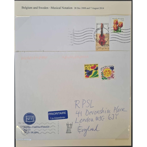 47 - MUSIC & MUSICAL INSTRUMENTS: A box file containing a 68 page display of 1990s-early 2000s covers fra... 