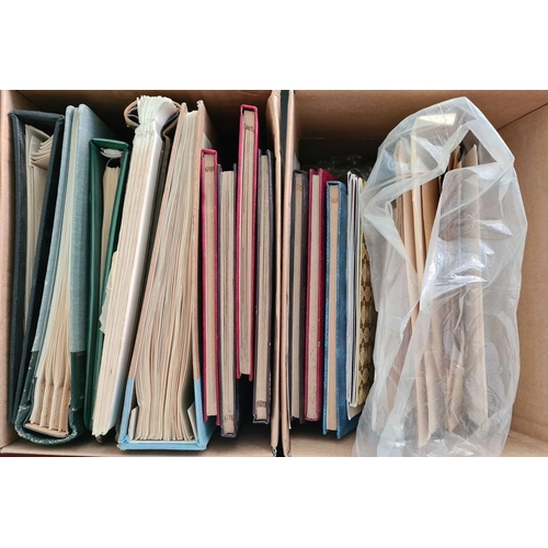 9 - WORLD MISCELLANY; Two cartons containing fourteen albums/stockbooks plus album leaves & loose stamps... 