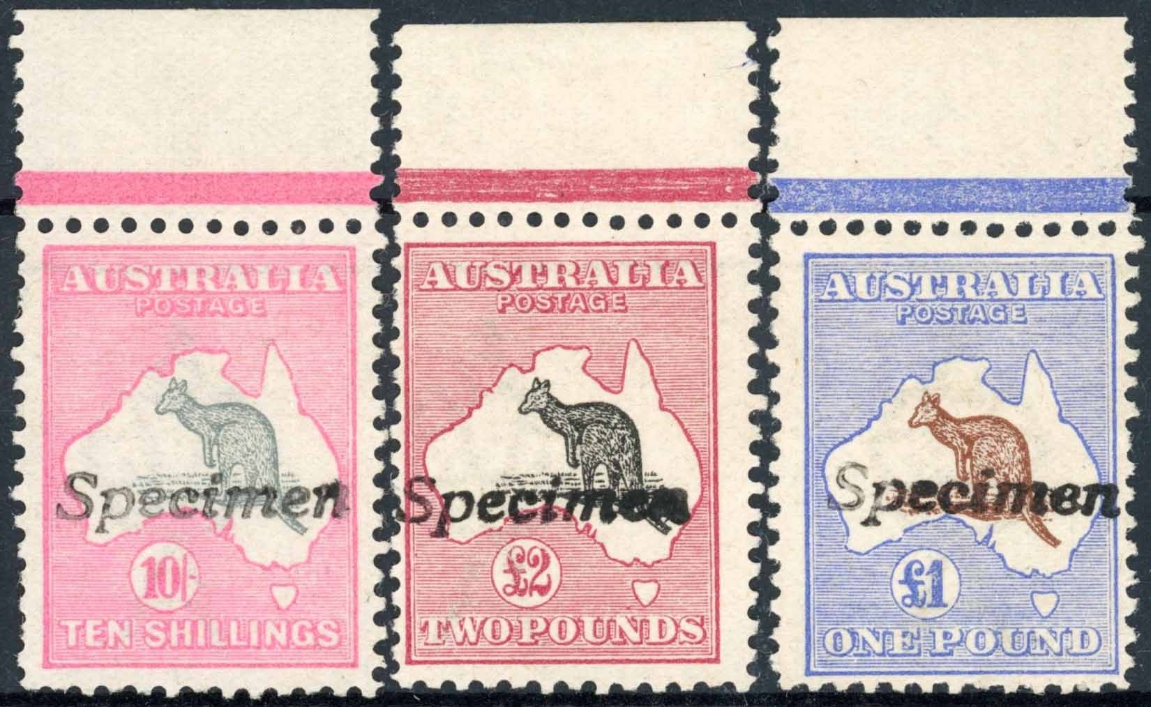 KANGAROO SPECIMEN STAMPS: Unmounted mint examples of SG 14-16 specimen ...