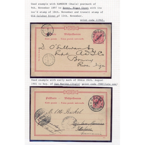 698 - OUTWARD KAMERUN MAIL INC. INTER-COLONIAL: Group of four 10pf P. Stat. cards inc. 9 Nov. 1897 card ca... 