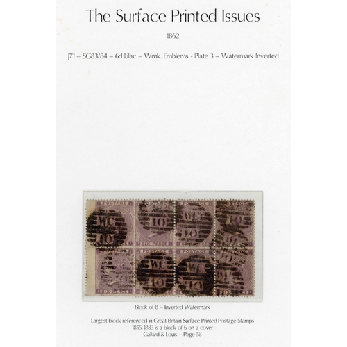 1862 EMBLEMS WATERMARK - 6d BLOCK OF EIGHT WITH INVERTED WATERMARKS ...