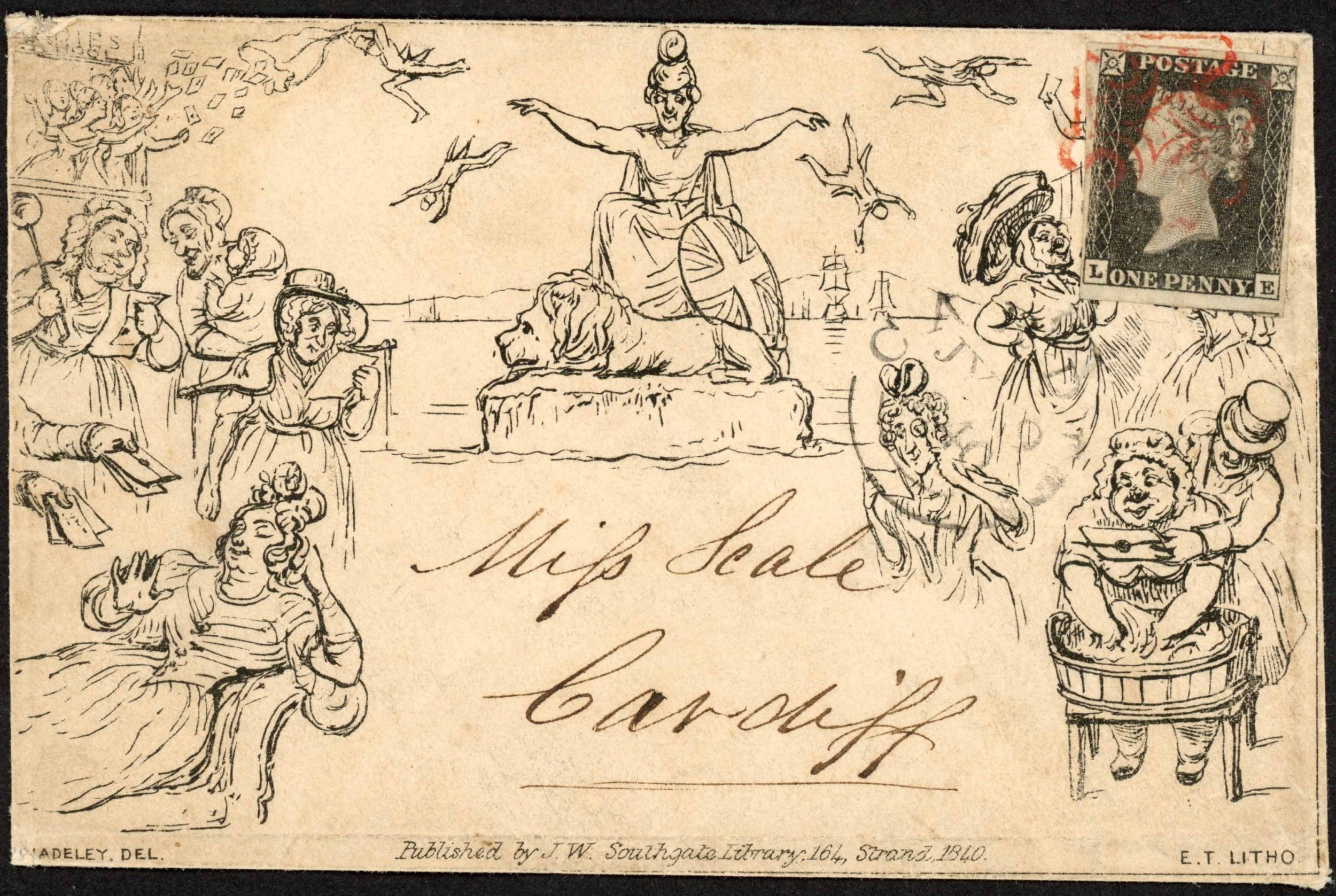 SOUTHGATE NUMBER 2: 9 July 1840 example with a four margined 1d black ...