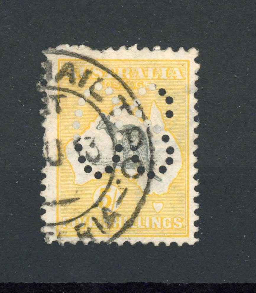 1913 5/- GREY & YELLOW - LARGE 