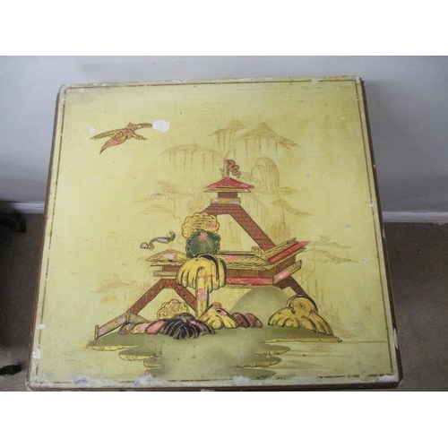 201 - An early 20th century chinoiserie decorated and cream painted bedside cabinet, with a panelled door,... 