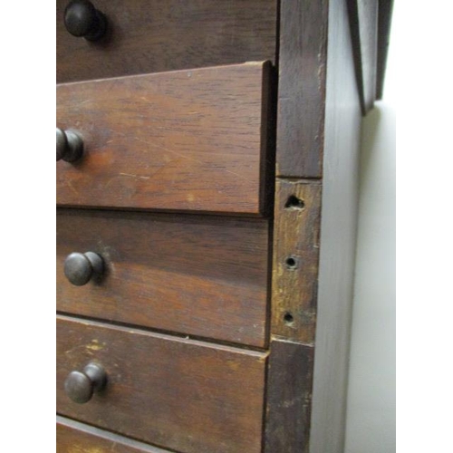 204 - A Victorian mahogany collectors chest having eighteen shallow drawers with glass tops, (one glass pa... 