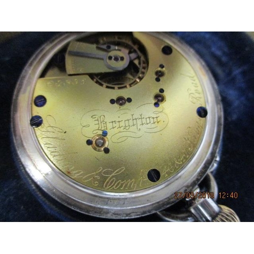 27 - A silver half hunter pocket watch, a silver cased pocket watch and a continental silver cased fob-wa... 