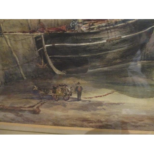 228 - Henry Strutt - a harbour scene at low tide, watercolour, signed lower left hand corner, 21