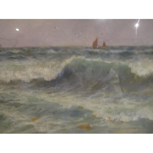 229 - Sidney Watts - 'A Freshening Breeze' a seascape with boats in the distance, oil on canvas, signed lo... 