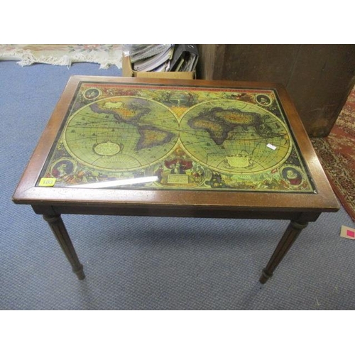 103 - A reproduction mahogany mother of pearl topped occasional table