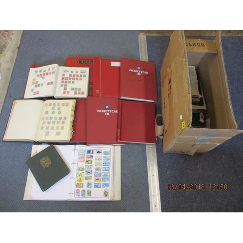 111 - Eleven stamp albums together with a box of loose worldwide stamps