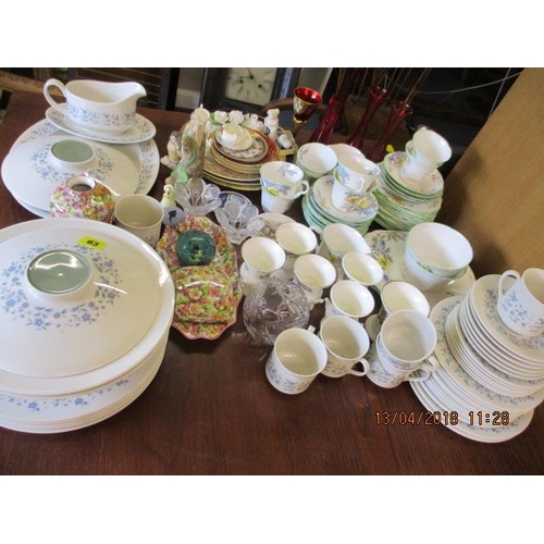 63 - A Royal Doulton 'Galaxy' part breakfast set, dressing table items, part teasets, ornaments and glass... 