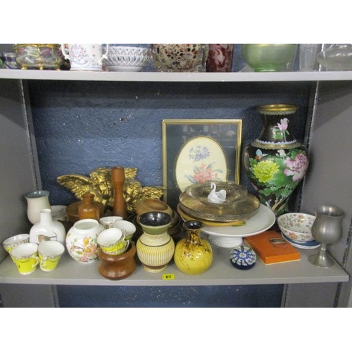 67 - A mixed lot to include a large late 20th century cloisonne vase, a Copenhagen vase and other items