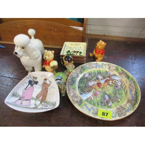 87 - A mixed lot to include a Beswick dog, a Beswick Winnie the Pooh and other items