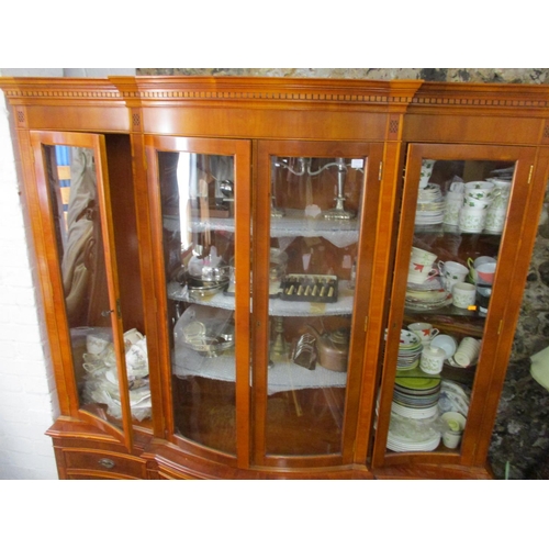 432 - A modern yew wood display cabinet, 82