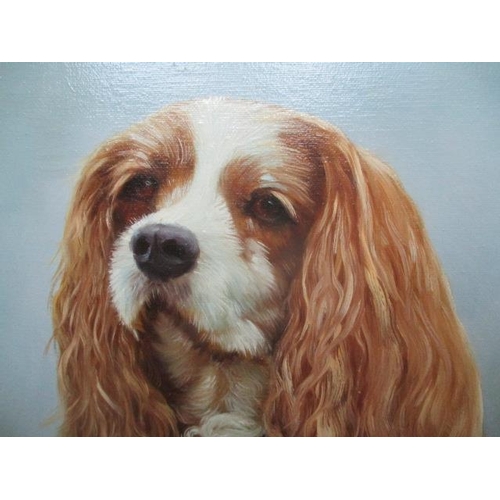 193 - WITHDRAWN  Edwin Booth - a study of a head and shoulders of a King Charles Spaniel, oil on canvas si... 