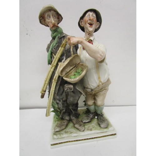 201 - A group of four Galli Capodimonte figurines to include one of two fishermen, a fisherman asleep afte... 