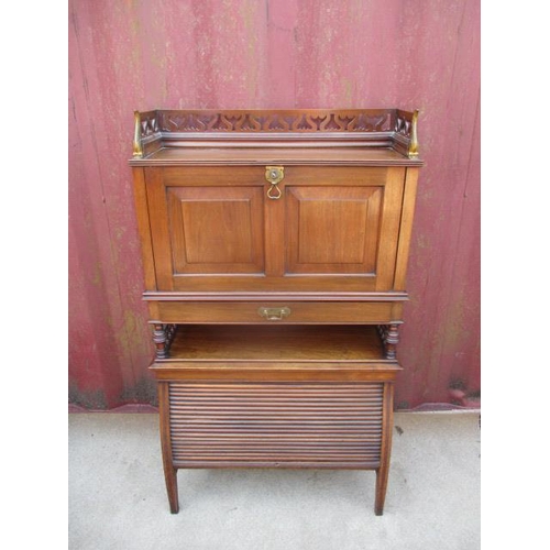 207 - A Thomas Turner of Manchester late 19th century walnut desk, having a pierced gallery with cast, bra... 