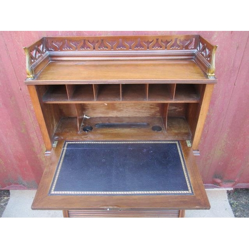 207 - A Thomas Turner of Manchester late 19th century walnut desk, having a pierced gallery with cast, bra... 