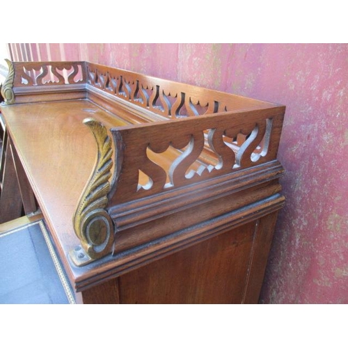 207 - A Thomas Turner of Manchester late 19th century walnut desk, having a pierced gallery with cast, bra... 