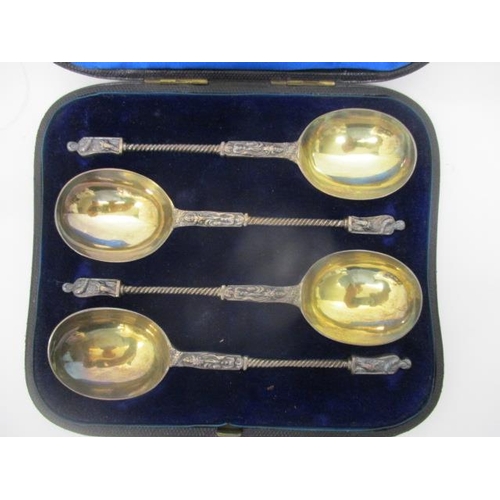 225 - A set of four Victorian silver serving spoons by Henry John Lias & James Wakely, London 1880, the ha... 