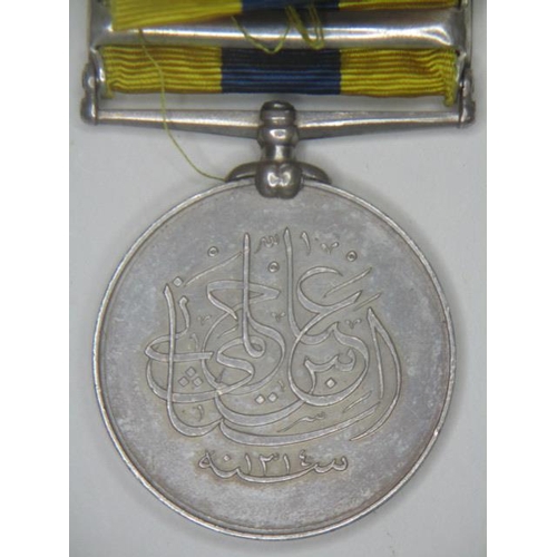 247 - A Khedive Sudan medal with two clasps, Hafier and Firket, un-named