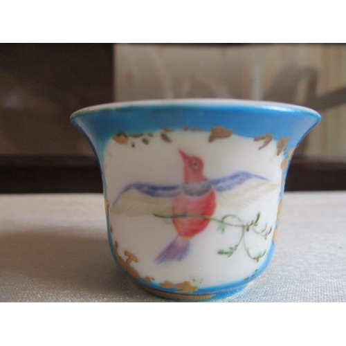 286 - WITHDRAWN  A 19th century Sevres style porcelain paste pot having a shallow dished top, decorated wi... 