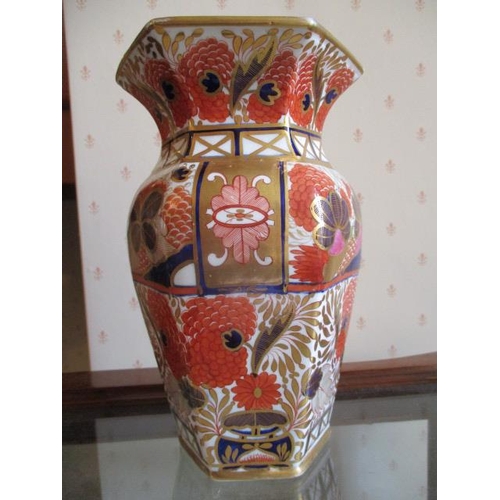 287 - WITHDRAWN  An early 19th century porcelain Imari pattern, hexagonal vase of baluster form, 7 1/2