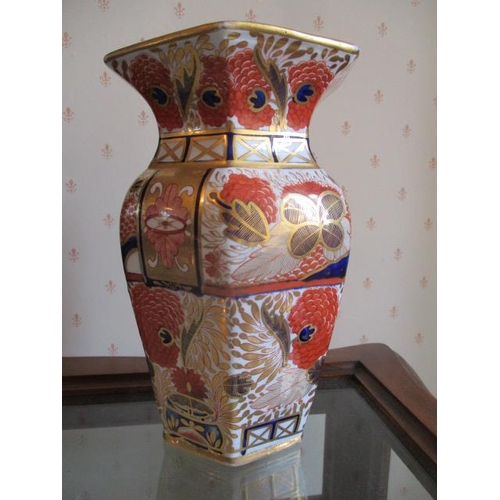 287 - WITHDRAWN  An early 19th century porcelain Imari pattern, hexagonal vase of baluster form, 7 1/2