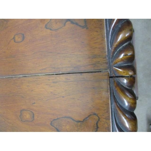 297 - A William VII rosewood work table, the top having a gadrooned edge over a drawer, a slide and C scro... 