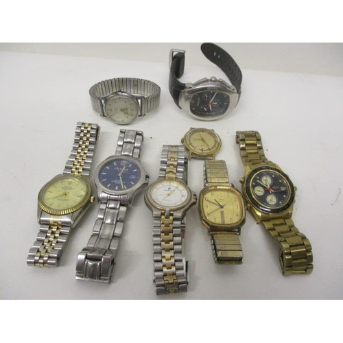 76 - Mixed gents wristwatches to include a Seiko Quartz World Timer Sports 150, Nautical chronograph, Avi... 