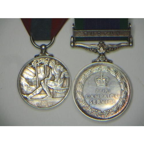 113 - Two Queen Elizabeth II medals, Faithful Service inscribed Charles Francis Dodd and a Campaign Servic... 