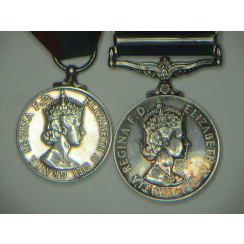 113 - Two Queen Elizabeth II medals, Faithful Service inscribed Charles Francis Dodd and a Campaign Servic... 