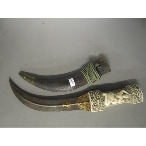 261 - A fine early 19th century Persian Qajar (Jambya) dagger, probably Iranian, with waisted walrus ivory...