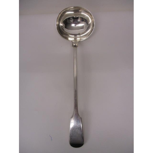 280 - A William IV silver fiddle pattern soup ladle by Charles Lias, London 1837, 286g