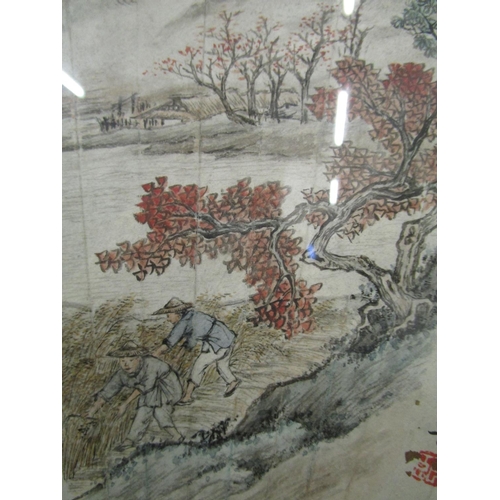 269 - Chen Da (1900-1969) painter and Wang Ying (1946 - ?) calligrapher - a Chinese fan painting on paper ... 