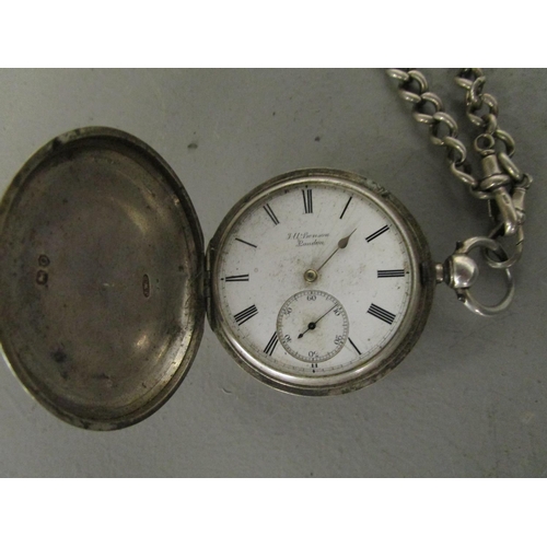 86 - J W Benson, The Ludgate Watch, a silver cased key-wound hunter pocket watch, 1 1/2