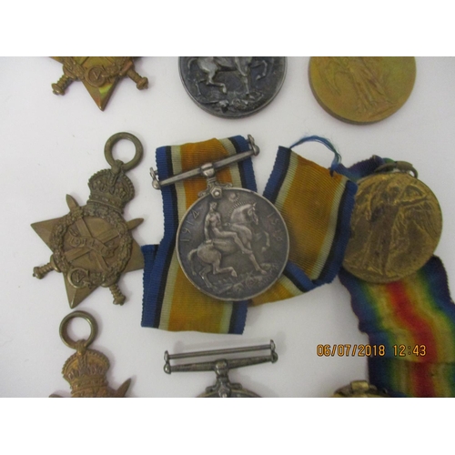 127 - Three groups of WW1 Victory British War and 1914-1915 Star medals, one set inscribed 1442 PTE T Atki... 