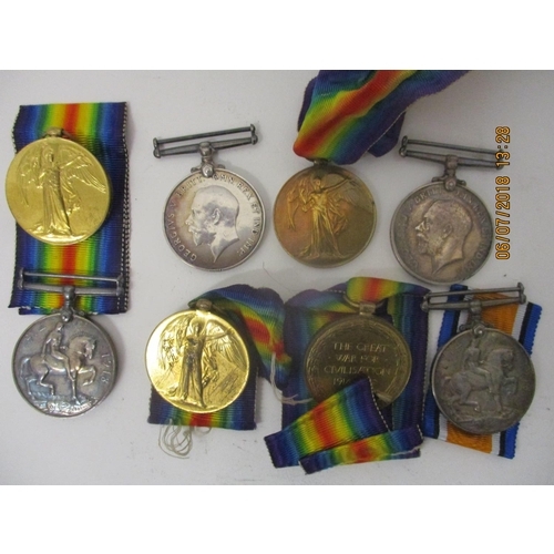 120 - Four pairs of WW1 Victory and British War medals, inscribed ENG Lt JJ Scanes RNR, 44325 PTE HW Lewis... 