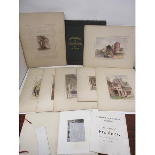 274 - 'Antiquities of Chester by J S Prout', twenty one prints contained in a green fabric and card folio;... 