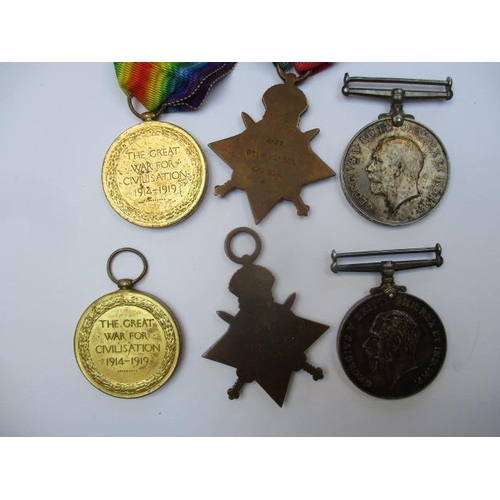 275 - Two groups of WW1 medals Victory, British War and 1914-15 Stars inscribed 1927 PTE G Murray  RAMC an... 